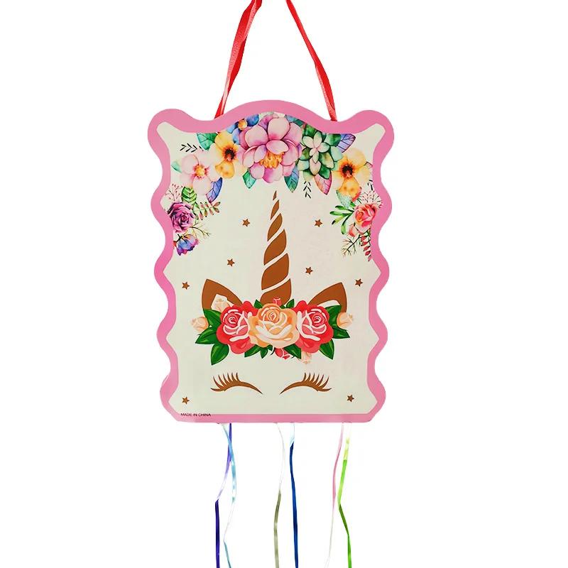 Unicorn Theme Party Pinata for Kids, decoração rosa dos desenhos animados, Baby Shower Supplies, festa de aniversário DIY, meninas, 1pc por lote - Image 1