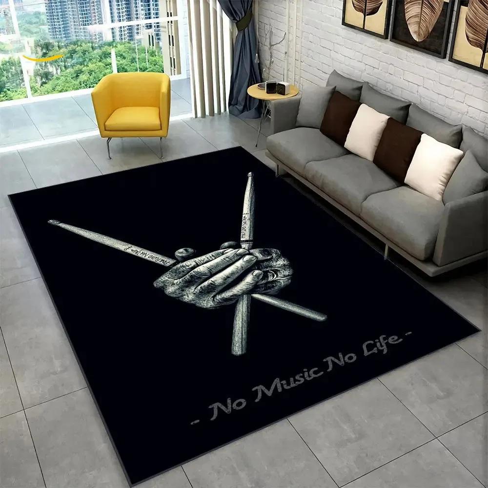 3D Kit de Bateria Instrumentos Musicais Tapete Antiderrapante Quarto Capacho de Cozinha Tamanho Grande, Varanda Corredor Área Decor Rug, Alta Qualidade - Image 1