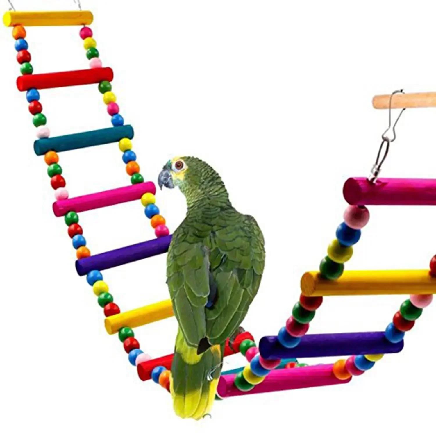 Swing Chewing Training Toys Set para Papagaio Pequeno, Rede Pendurada, Gaiola de Sino, Brinquedos de Perch com Escada, Pet Supplies, 1Pc - Image 1