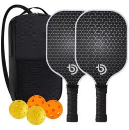 Conjunto de pás de pickleball-fibra de carbono grafite usado aprovado raquetes leves conjunto de exercícios internos e externos para todas as idades - Image 6