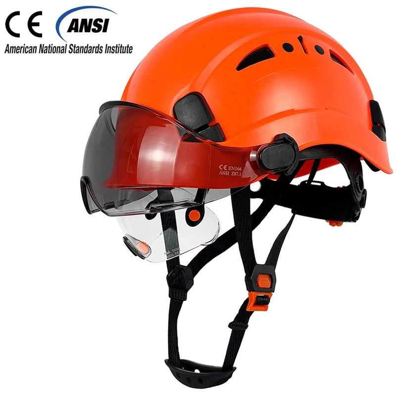 Capacete de segurança de construção com viseira, construído em óculos para engenheiro, chapéu ABS, boné de trabalho industrial, proteção de cabeça masculina - Image 1