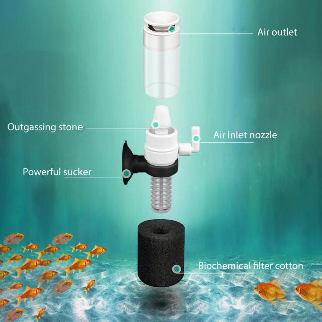 Bomba de Ar Silenciosa para Aquários com Filtro Biológico e Aumento de Oxigênio para Peixes