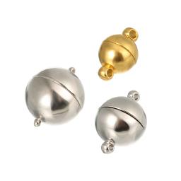 Fortes fechos magnéticos para fazer jóias, forma de bola redonda, conectores de fivela final, pulseira DIY e colar Descobertas, 5 conjuntos por lote - Image 2