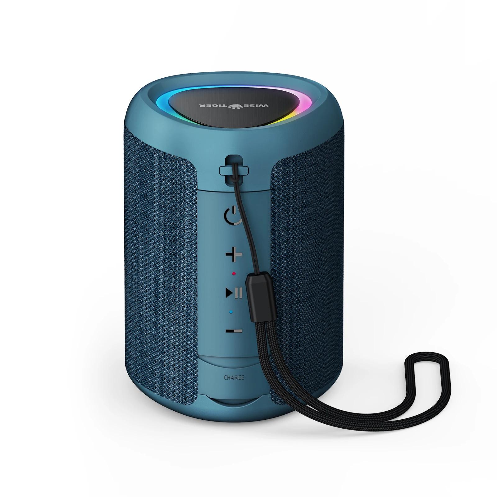 WISETIGER-A46 Mini alto-falante portátil Bluetooth, incrível caixa de som baixo, alto-falante sem fio com luz LED, slot para cartão TF e AUX-IN - Image 1