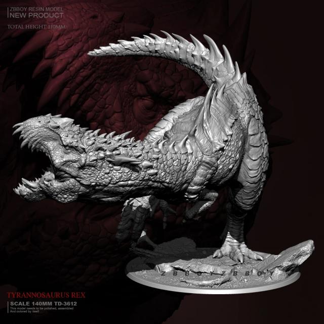 Kit de Montagem Auto-Montável de Figura de Resina do Tyrannosaurus Rex 140mm TD-3612