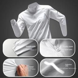 Conjunto esportivo de secagem rápida masculino, camisas de manga comprida, zíper de atletismo, treinamento, corrida, fitness, ciclismo, roupa de ginástica, outono - Image 3