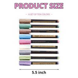 Metálico marcador canetas conjunto de 10 cores pintura marcadores para papel preto Scrapbooking artesanato cartão fazendo cerâmica e mais - Image 2