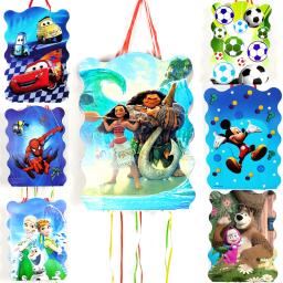 1 pçs/lote Disney Moana/Sereia/Carros/Mickey/Aranha Tema Pinatas Crianças Favores Feliz Aniversário Eventos Decorações de Festa DIY Pinata - Image 1