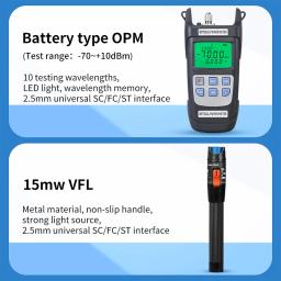 Kit de ferramentas de fibra óptica 19 tamanhos ftth com cutelo de fibra-70 ~ + 10dbm medidor de potência óptica localizador visual de falhas 15mw - Image 3
