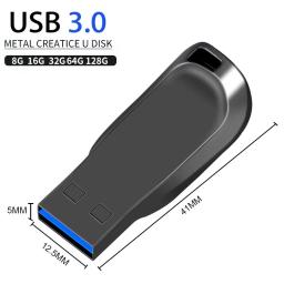 Unidade flash USB 3.0 de haste de metal de alta velocidade Pendrive - 128GB 64GB 32GB 16GB 8GB - Disco U de caneta grátis durável para armazenamento de dados - Image 5
