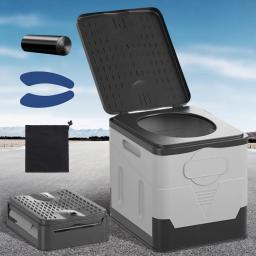 Vaso sanitário dobrável portátil com assento de cobertura, banheiro ao ar livre para acampar, viagens, emergência, adultos, crianças, carro - Image 6