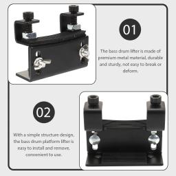 Conjunto de bateria eletrônica, tambores de reforço, acessório de ajuste, plataforma levantadora de baixo de metal - Image 3