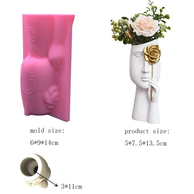 Vaso de Flor de Arte Nórdica em Silicone: Molde para Gesso e Estojo de Caneta Artesanal