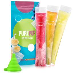 200 sacos descartáveis do molde do picolé do gelo bpa livre tubos do congelador com selos zip para smoothies de frutas varas de iogurte vem com funil - Image 1
