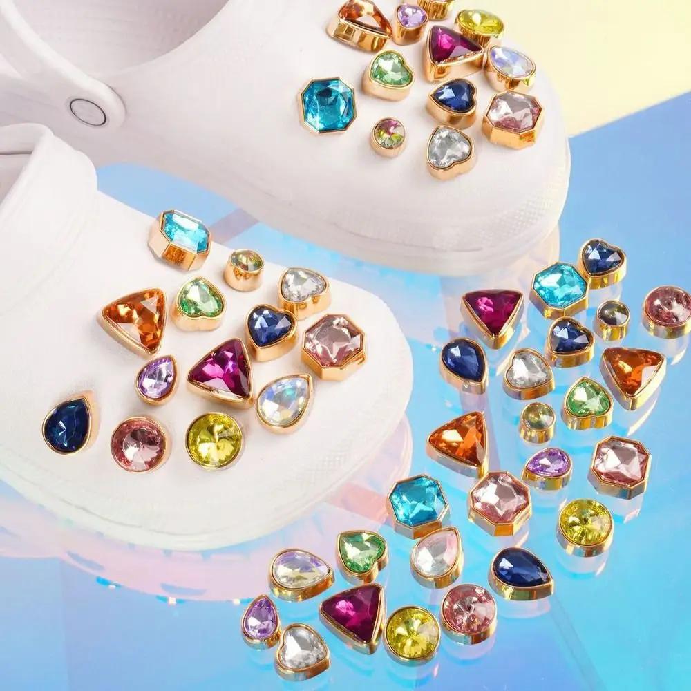 Bling Rhinestone Buraco Sapatos Charm Buckles Cristal Metal Cadeia Buraco Sapatos Acessórios DIY Pérola Sandálias Flor Decorações - Image 1