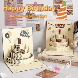 Cartões com envelope para meninas, bolo de aniversário musical 3D, luz LED, pop-up, cartões postais para todas as ocasiões, esposa de menina e filho - Image 5