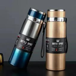 Garrafa de água térmica de aço inoxidável, Mantenha frio e quente, Frascos de vácuo para chá e café, 1L - Image 3