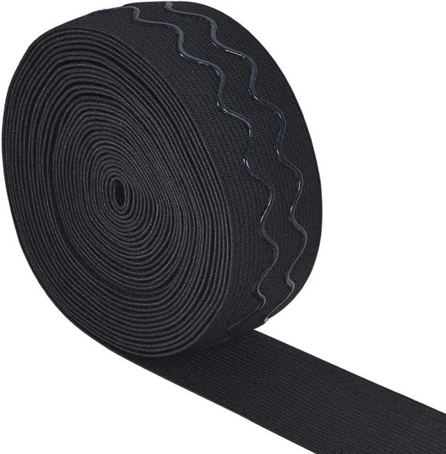 Fita de Silicone Antiderrapante para Costura, Elástica, Preta, 1,5" de Largura, 6 Jardas