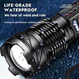 Lanterna LED recarregável super brilhante, 10000 High Lumen Zoom, poderosa luz da tocha, USB-C Long Range, lanterna LED XHP50 - Image 4