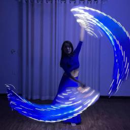 Acessórios para Dança do Véu de Seda, Luzes LED longas azuis e brancas, Trajes de Prática e Performance de Palco 180cm - Image 3