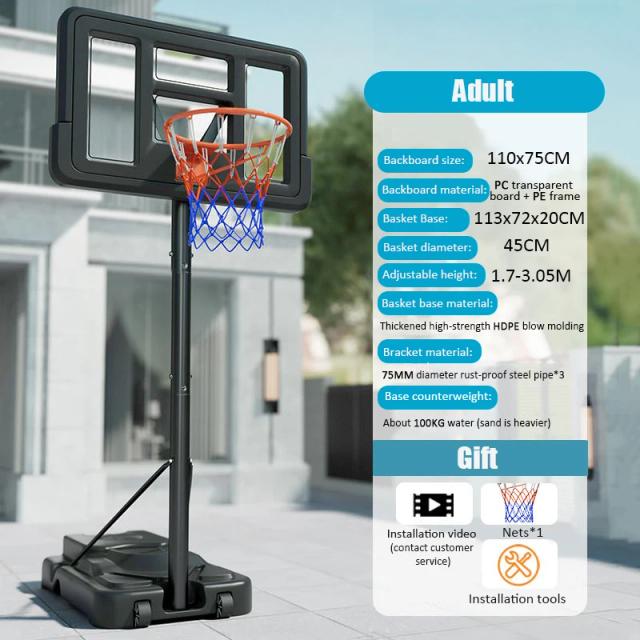 Aro de Basquete Ajustável para Todas as Idades - Suporte Móvel para Práticas no Interior e Exterior
