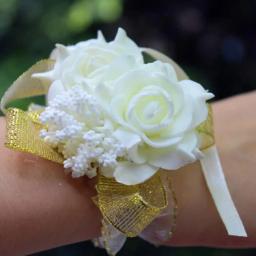 Pulso Corsage Ribbon Pulseira, flores rosas, dama de honra Wedding Party Decoration, Decoração nupcial - Image 3