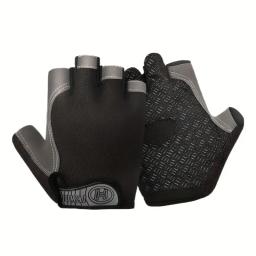Luvas unissex de meio dedo esportivas, ao ar livre, ciclismo, montanhismo, fitness, respirável, absorvente de choque, antiderrapante - Image 4