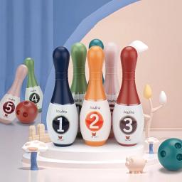 Boliche de brinquedo infantil com pinos plásticos e 2 bolas, criança interior e exterior jogos, presentes de aniversário educativos para meninos e meninas - Image 1