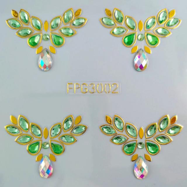Tatuagens Adesivas 3D para Rosto com Brilhantes Strass - Ferramenta Criativa para Decoração de Arte Corporal e Maquiagem de Palco