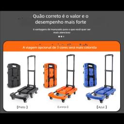 Carrinho de transporte dobrável dobrável pequeno Carrinhos de mão Carrinho de transporte retrátil Portátil Carrinho de carga silenciosa Ferramentas de manuseio de materiais - Image 3