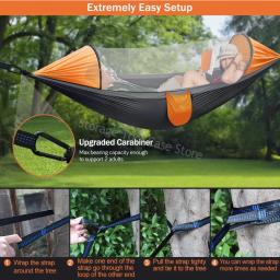 Hammock Camping Outdoor portátil com Mosquiteiro, cadeira de suspensão leve, rede de dormir de abertura rápida, cama de suspensão - Image 3