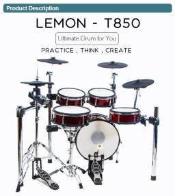 Venda quente de alta qualidade Major T850 Lemon Drum Conjunto de bateria eletrônica - Image 2