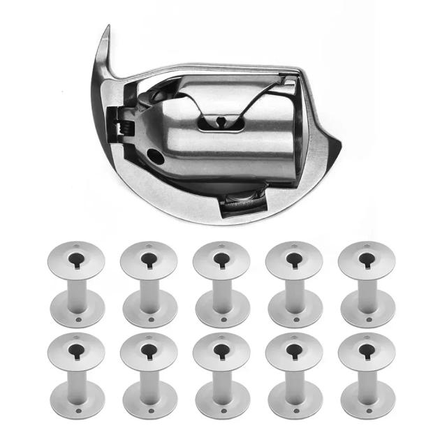 Acessórios para Máquina de Costura HAD-204: Gancho de Lançadeira e Conjunto de 10 Bobinas para Durkopp Adler 204, 205, 266 e 366