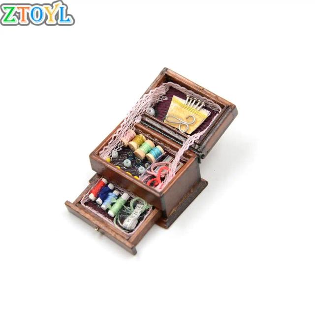 Kit Vintage de Agulhas de Costura 1:12 para Miniaturas e Decoração de Casinhas de Bonecas
