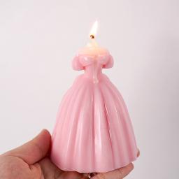 Molde de vela de silicone para vestido de casamento Presentes artesanais DIY Resina de gesso Moldes de cozimento de chocolate Suprimentos de decoração, vestido novo 3D - Image 3