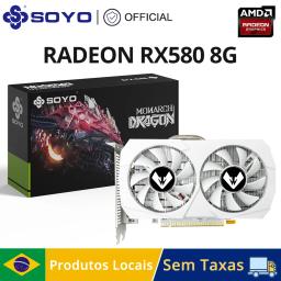 Soyo amd radeon rx580 8g placa gráfica branca gddr5 placa de memória de vídeo pcie3.0 * 16 interface hdmi dvi para computador de jogos desktop - Image 1
