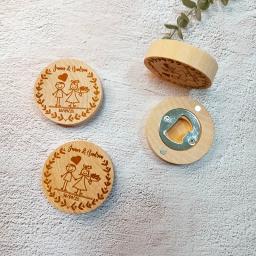 Ímãs de geladeira de madeira personalizado abridor de garrafa geladeiras decoração foto parede mensagem ímã adesivo lembrança do presente casamento para convidado - Image 4