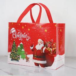Sacolas de tecido não tecido de Natal, Papai Noel, Homem De Neve Impresso, Embalagem De Presente De Doces, Favores De Crianças, Presente De Ano Novo, Sacolas De Compras - Image 1