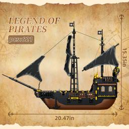 Pérola Criativa Navio Pirata Conjunto De Blocos De Construção, Navio De Aventura DIY, Tijolo De Construção De Livros, Decoração Para Casa, Brinquedo Infantil - Image 2