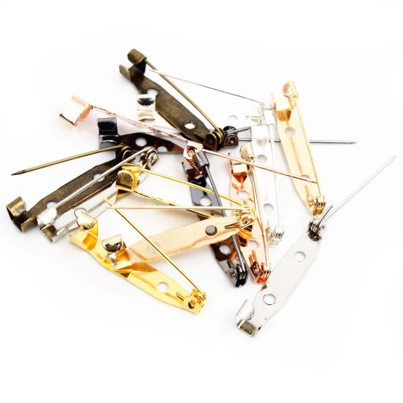 50pcs 15/20/25/30/35/40mm Comprimento Alfinetes De Segurança Broche Configurações Em Branco buquê De Casamento Broche de Base para A Tomada de DIY Apreciação 7 Cores - Image 1