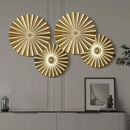 Ferro forjado parede pendurado decoração, luxo ouro irregular redondo pingentes, estilo ins, sala de estar e decoração de casa - Image 3