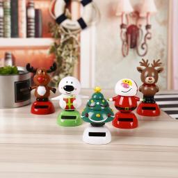 Decoração de carro de natal dança solar papai noel pinguim árvore elk boneco de neve bobblehead boneca feliz natal presente carro ornamento - Image 2