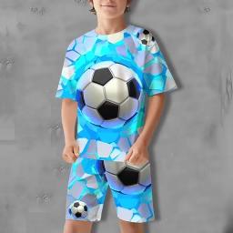 Ternos esportivos impressos em 3D para crianças, camisetas de futebol, futebol e estádios, shorts de praia, camisetas vintage, tops para meninos e meninas, roupas elegantes - Image 2