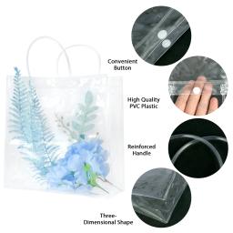 Sacos transparentes reutilizáveis do presente com punho e botão, Sacos claros do presente, Sacolas do envoltório do PVC, Médio pequeno, 20 30Pcs - Image 2