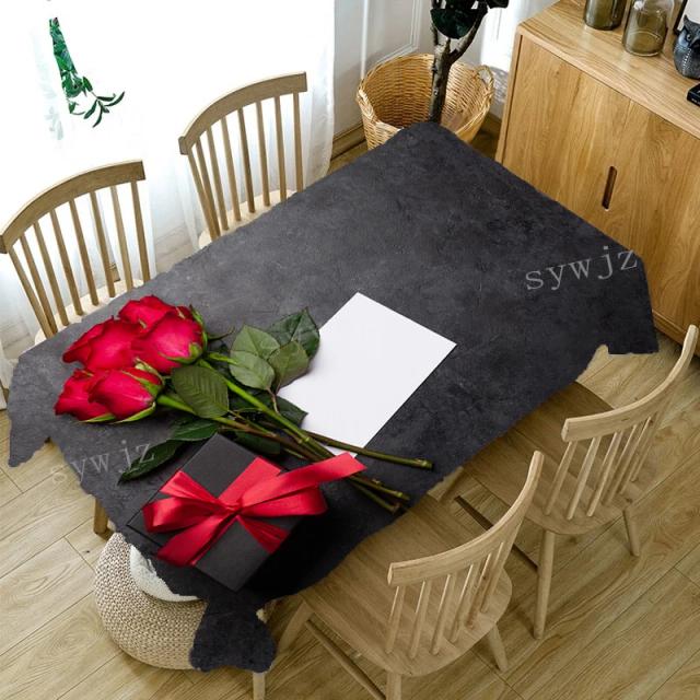 Toalha de Mesa Retangular 3D Rosa Roxa para Jantar, Café e Decorações de Casamento e Aniversário, Antipólen