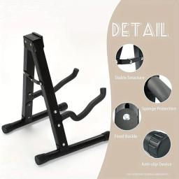 Suporte de guitarra de metal dobrável, suporte A- Frame para guitarras acústicas e elétricas, rack autônomo para músico - Image 3