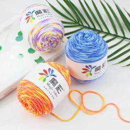 Fio de algodão tingido do arco-íris, camisola, chapéu, crochê, fios para tricô, bebê, 50g por rolo - Image 2