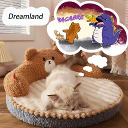 Almofada para animais de estimação com travesseiro, aconchegante ninho de gato, canil, cama lavável, produtos para cães e gatos pequenos, inverno - Image 5