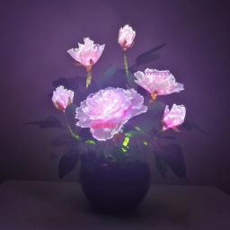 Flor Peônia colorida com Fio de Fibra Óptica, Fada Fibra Óptica, Plástico de Seda, Novidade, Festa Artística, Loja Decoração - Image 1