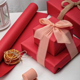 Rolo De Papel De Embrulho, Adequado Para Embalagem De Presente Embalagem Transporte Artesanato, Rolo De Papel Kraft Vermelho 30cm 11,8" - Image 2